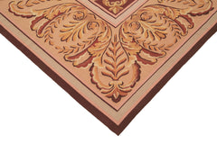 Aubusson Floral Pink Floral Cotton Wool Handmade Area Rug 8'9'' x 11'2''