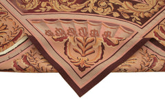 Aubusson Floral Pink Floral Cotton Wool Handmade Area Rug 8'9'' x 11'2''