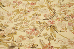 Aubusson Floral Beige Floral Cotton Wool Handmade Area Rug 8'9'' x 12'0''