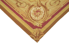 Aubusson Floral Yellow Floral Cotton Wool Handmade Area Rug 8'9'' x 12'2''