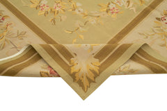 Aubusson Floral Beige Floral Cotton Wool Handmade Area Rug 8'11'' x 11'11''