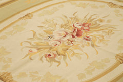 Aubusson Floral Beige Floral Cotton Wool Handmade Area Rug 8'11'' x 11'11''