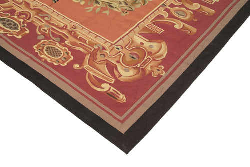 Aubusson Floral Pink Floral Cotton Wool Handmade Area Rug 10'0'' x 11'0''