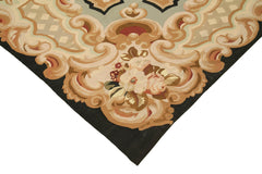 Aubusson Floral Beige Floral Cotton Wool Handmade Area Rug 9'6'' x 12'1''