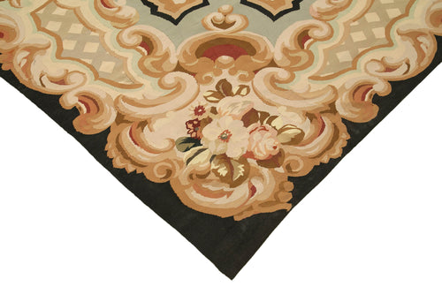 Aubusson Floral Beige Floral Cotton Wool Handmade Area Rug 9'6'' x 12'1''