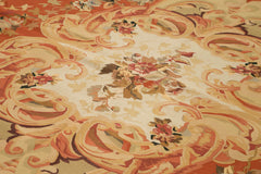 Aubusson Floral Beige Floral Cotton Wool Handmade Area Rug 10'3'' x 13'4''