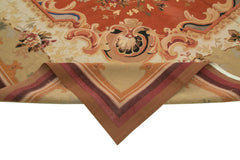 Aubusson Floral Beige Floral Cotton Wool Handmade Area Rug 10'3'' x 13'4''