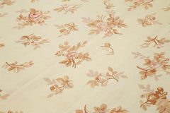 Aubusson Floral Beige Floral Cotton Wool Handmade Area Rug 9'8'' x 14'3''