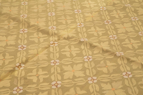 Aubusson Floral Brown Floral Cotton Wool Handmade Area Rug 8'7'' x 11'11''