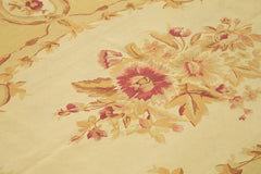 Aubusson Floral Yellow Floral Cotton Wool Handmade Area Rug 8'10'' x 12'0''