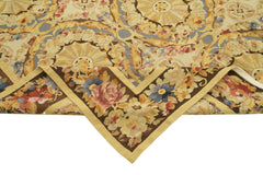 Aubusson Floral Yellow Floral Cotton Wool Handmade Area Rug 11'1'' x 12'6''