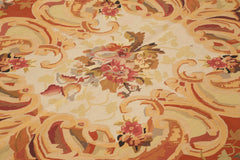 Aubusson Floral Beige Floral Cotton Wool Handmade Area Rug 8'11'' x 12'0''