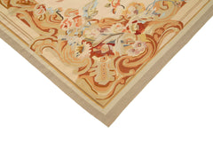 Aubusson Floral Beige Floral Cotton Wool Handmade Area Rug 8'8'' x 11'10''