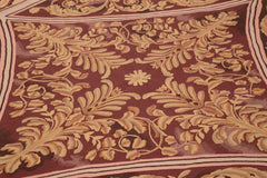 Aubusson Floral Pink Floral Cotton Wool Handmade Area Rug 8'10'' x 11'1''