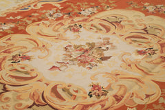 Aubusson Floral Beige Floral Cotton Wool Handmade Area Rug 10'1'' x 14'0''