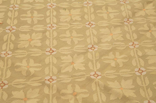 Aubusson Floral Brown Floral Cotton Wool Handmade Area Rug 9'5'' x 14'0''