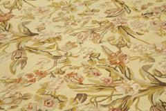 Aubusson Floral Yellow Floral Cotton Wool Handmade Area Rug 10'0'' x 14'1''