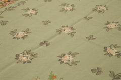 Aubusson Floral Green Floral Cotton Wool Handmade Area Rug 8'10'' x 11'11''