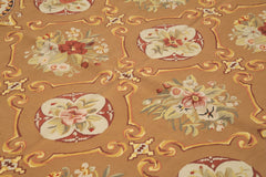 Aubusson Floral Beige Floral Cotton Wool Handmade Area Rug 7'9'' x 10'0''