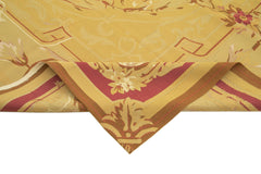 Aubusson Floral Yellow Floral Cotton Wool Handmade Area Rug 8'10'' x 12'0''