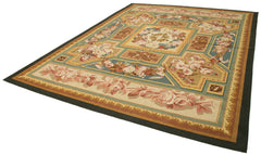 Aubusson Floral Beige Floral Cotton Wool Handmade Area Rug 9'2'' x 12'1''