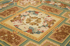 Aubusson Floral Beige Floral Cotton Wool Handmade Area Rug 9'2'' x 12'1''