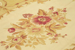 Aubusson Floral Yellow Floral Cotton Wool Handmade Area Rug 8'7'' x 11'11''
