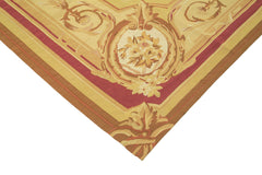 Aubusson Floral Yellow Floral Cotton Wool Handmade Area Rug 8'9'' x 11'10''