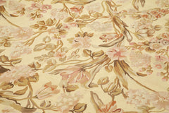 Aubusson Floral Beige Floral Cotton Wool Handmade Area Rug 8'10'' x 12'1''
