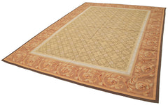 Aubusson Floral Brown Floral Cotton Wool Handmade Area Rug 8'7'' x 12'0''