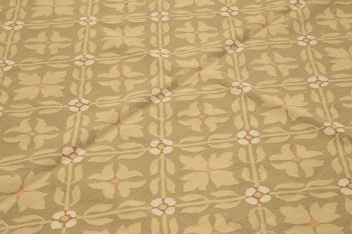 Aubusson Floral Brown Floral Cotton Wool Handmade Area Rug 8'7'' x 12'0''