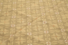 Handmade Area Rug – Brown Floral Cotton Wool Vintage Hand Woven Carpet 8'7''x12'