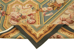 Aubusson Floral Beige Floral Cotton Wool Handmade Area Rug 9'3'' x 11'10''