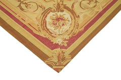 Aubusson Floral Beige Floral Cotton Wool Handmade Area Rug 8'9'' x 11'10''