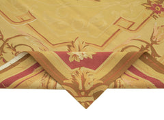 Aubusson Floral Beige Floral Cotton Wool Handmade Area Rug 8'9'' x 11'10''