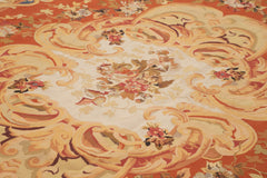 Aubusson Floral Beige Floral Cotton Wool Handmade Area Rug 10'0'' x 13'11''