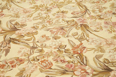 Aubusson Floral Beige Floral Cotton Wool Handmade Area Rug 9'9'' x 14'2''