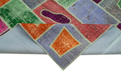 Handmade Area Rug | Grey Patchwork Wool Cotton Vintage Turkish Carpet 5'5"x7'9"