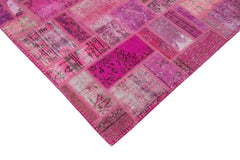 Kirk Yama Pink Patchwork Cotton Wool Handmade Area Rug 5'7'' x 7'10''