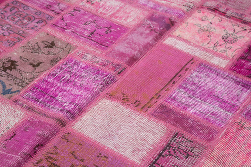 Kirk Yama Pink Patchwork Cotton Wool Handmade Area Rug 5'7'' x 7'10''