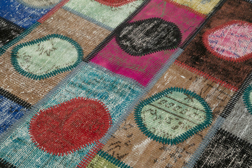 Kirk Yama Grey Patchwork Cotton Wool Handmade Area Rug 4'7'' x 6'7''