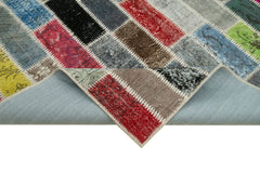 Handmade Area Rug – Grey Patchwork Cotton Wool Vintage Carpet 5'10''x7'11''