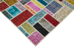 Handmade Area Rug - Kirk Yama Grey Patchwork Cotton Wool Carpet 5'9''x7'10''