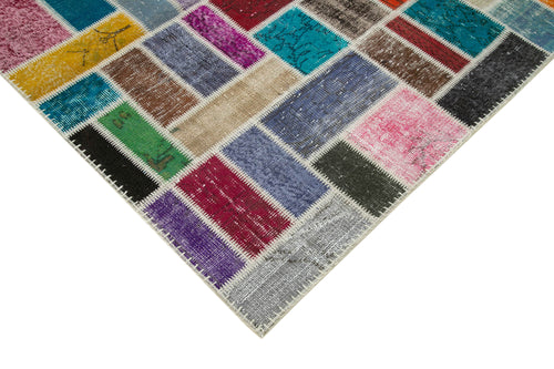 Kirk Yama Grey Patchwork Cotton Wool Handmade Area Rug 5'8'' x 7'10''