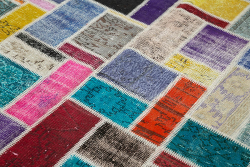 Kirk Yama Grey Patchwork Cotton Wool Handmade Area Rug 5'8'' x 7'10''