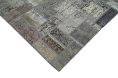 Kirk Yama Grey Patchwork Cotton Wool Handmade Area Rug 5'9'' x 7'10''