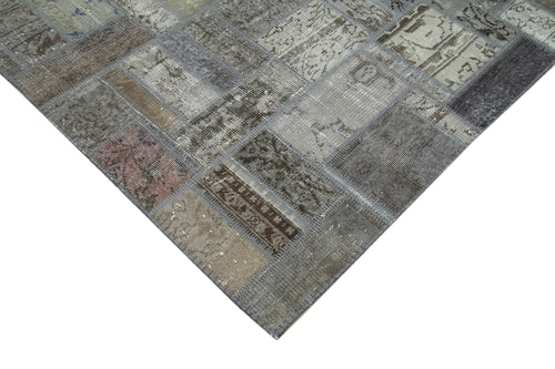 Kirk Yama Grey Patchwork Cotton Wool Handmade Area Rug 5'9'' x 7'10''