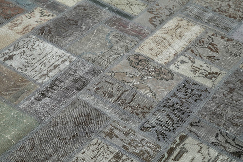 Kirk Yama Grey Patchwork Cotton Wool Handmade Area Rug 5'9'' x 7'10''