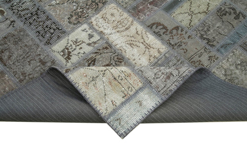 Kirk Yama Grey Patchwork Cotton Wool Handmade Area Rug 5'9'' x 7'10''