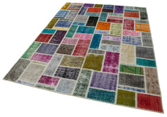 Kirk Yama Grey Patchwork Cotton Wool Handmade Area Rug 5'8'' x 7'10''